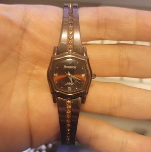 Armitron Chocolate Brown Analog Watch W/ Brown Stone Accents